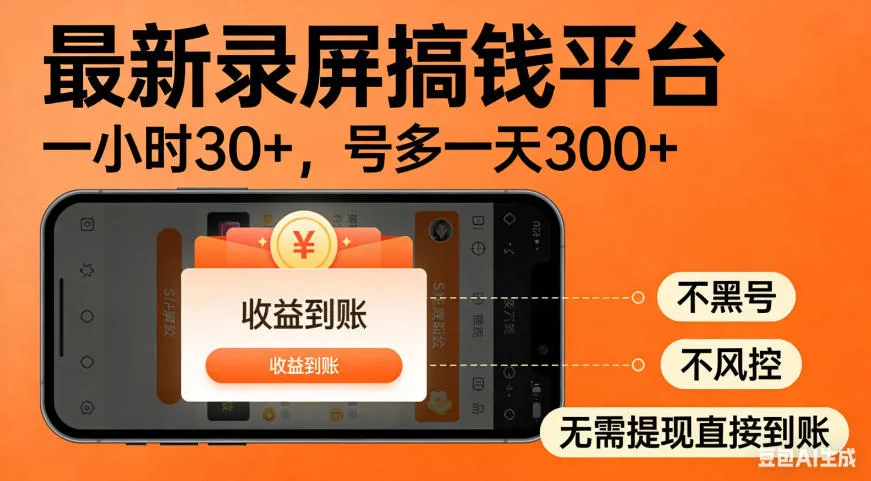 零撸手机项目录屏搞钱平台,一小时30+,号多一天300+,不黑号,不风控,无需提现直接到账 零撸手机项目录屏搞钱平台,一小时30+,号多一天300+,不黑号,不风控,无需提现直接到账